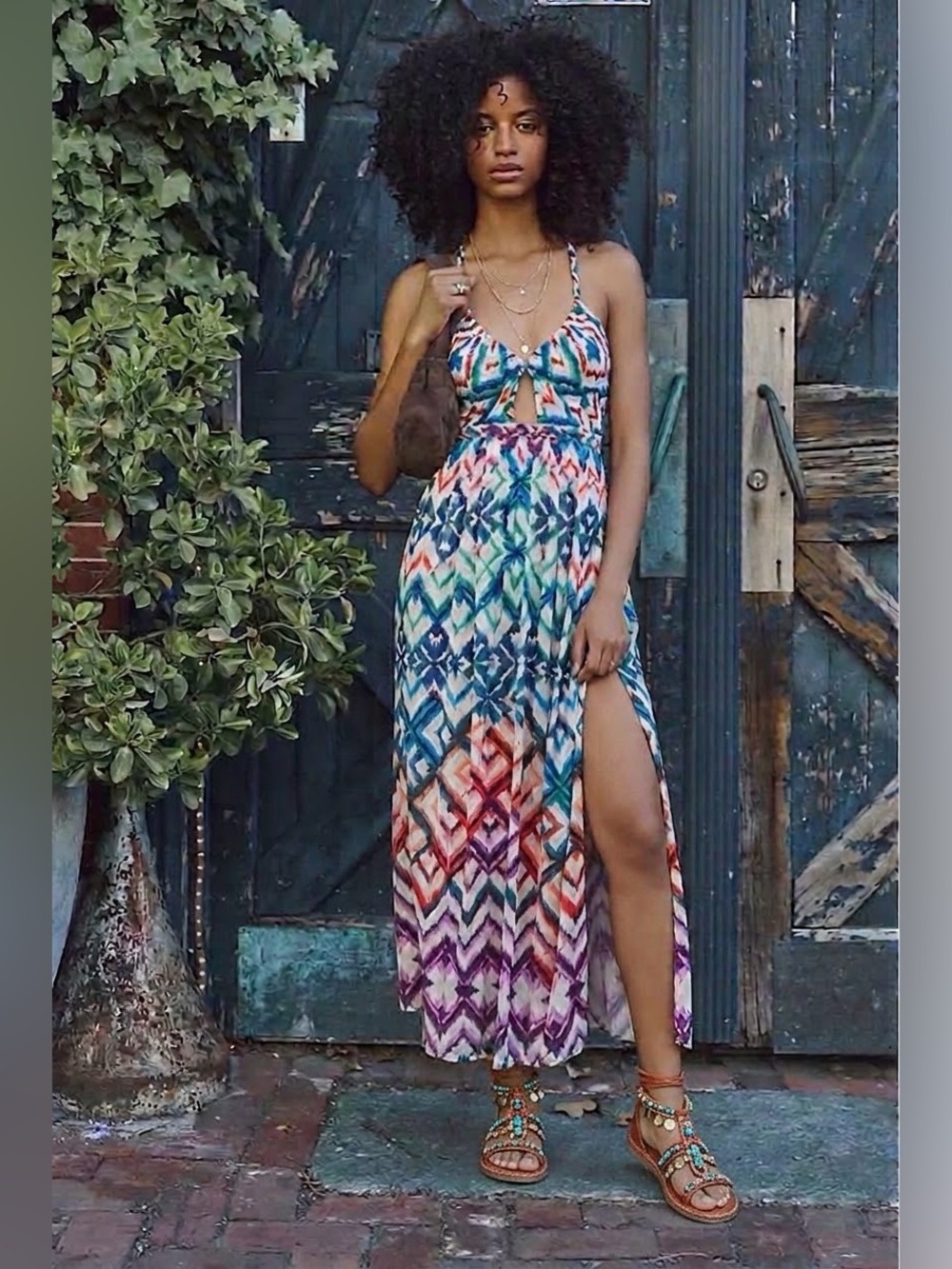 Anthropologie Halter Multicolor Midi Dress Size 8 NWT